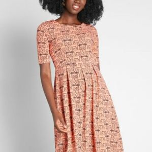New Modcloth Cat Print Retro Dress